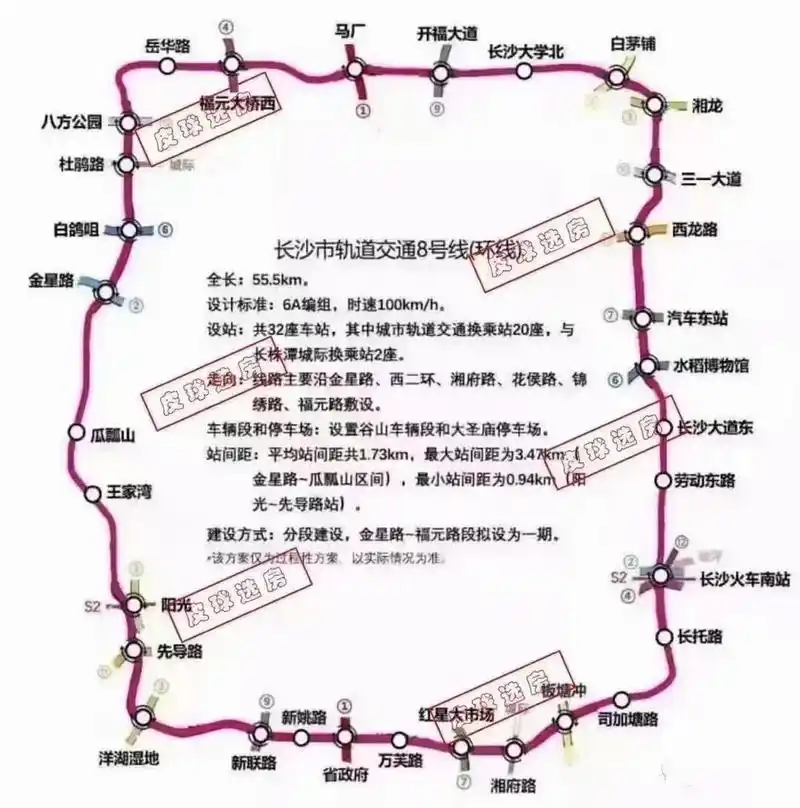 长沙地铁8号线的最新规划 长沙地铁8号线的最新规划,环长沙绕一圈,22
