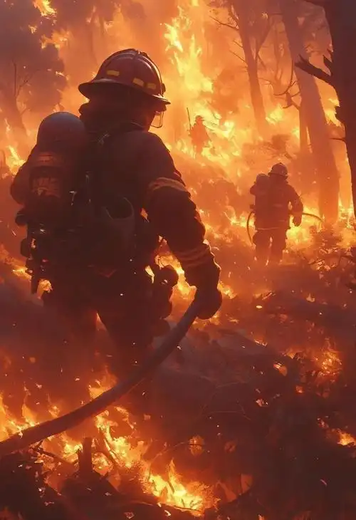 在贵州普安龙吟镇山火扑救中,两名消防队员开着一辆洒水车进山灭火,但