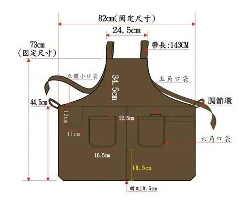 款式整件式围裙 版编围-003 备注款式变化 ◎调节环 ◎六角,五角及小