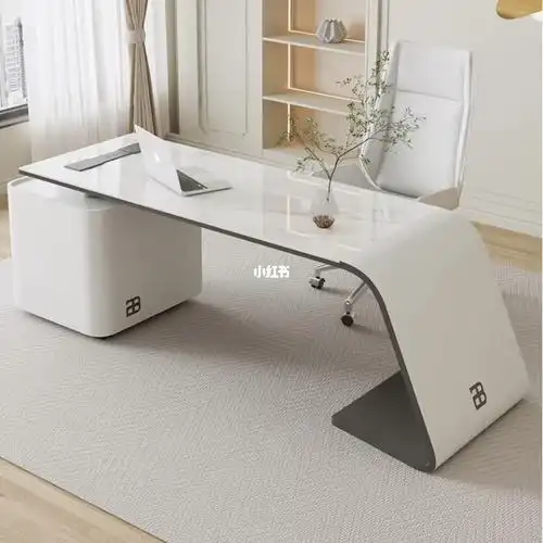 意式极简岩板书桌书房现代简约家用l型电脑