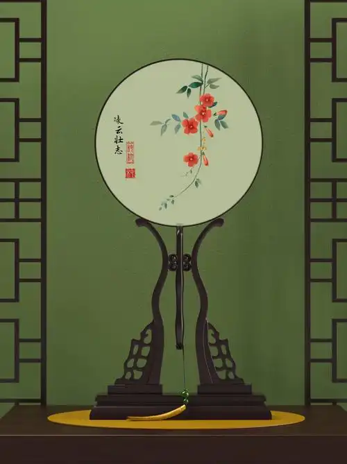 手绘古风团扇花卉系列