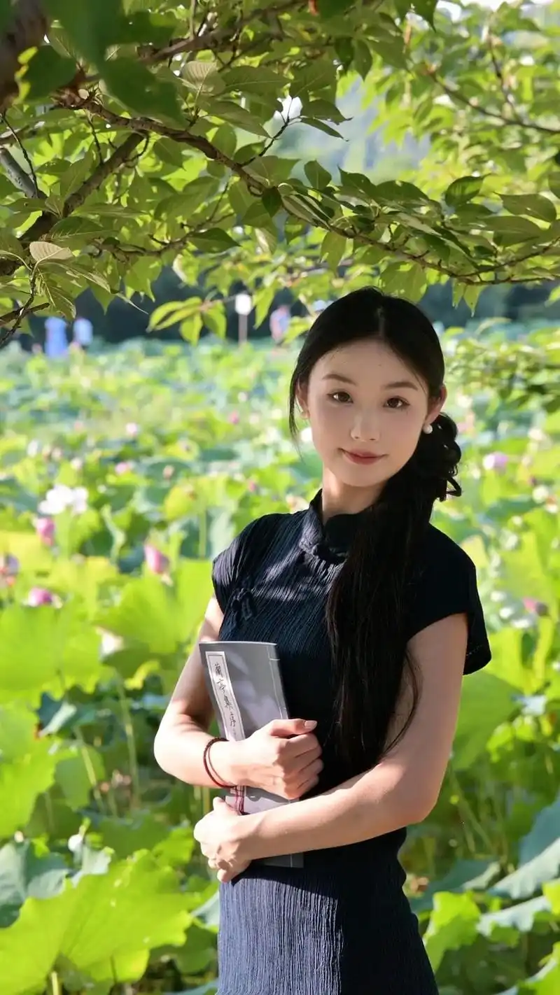 天朗气清 惠风和畅.#旗袍 #荷花 #东方美学 - 抖音