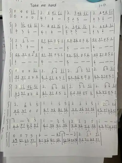 take me hand古筝谱