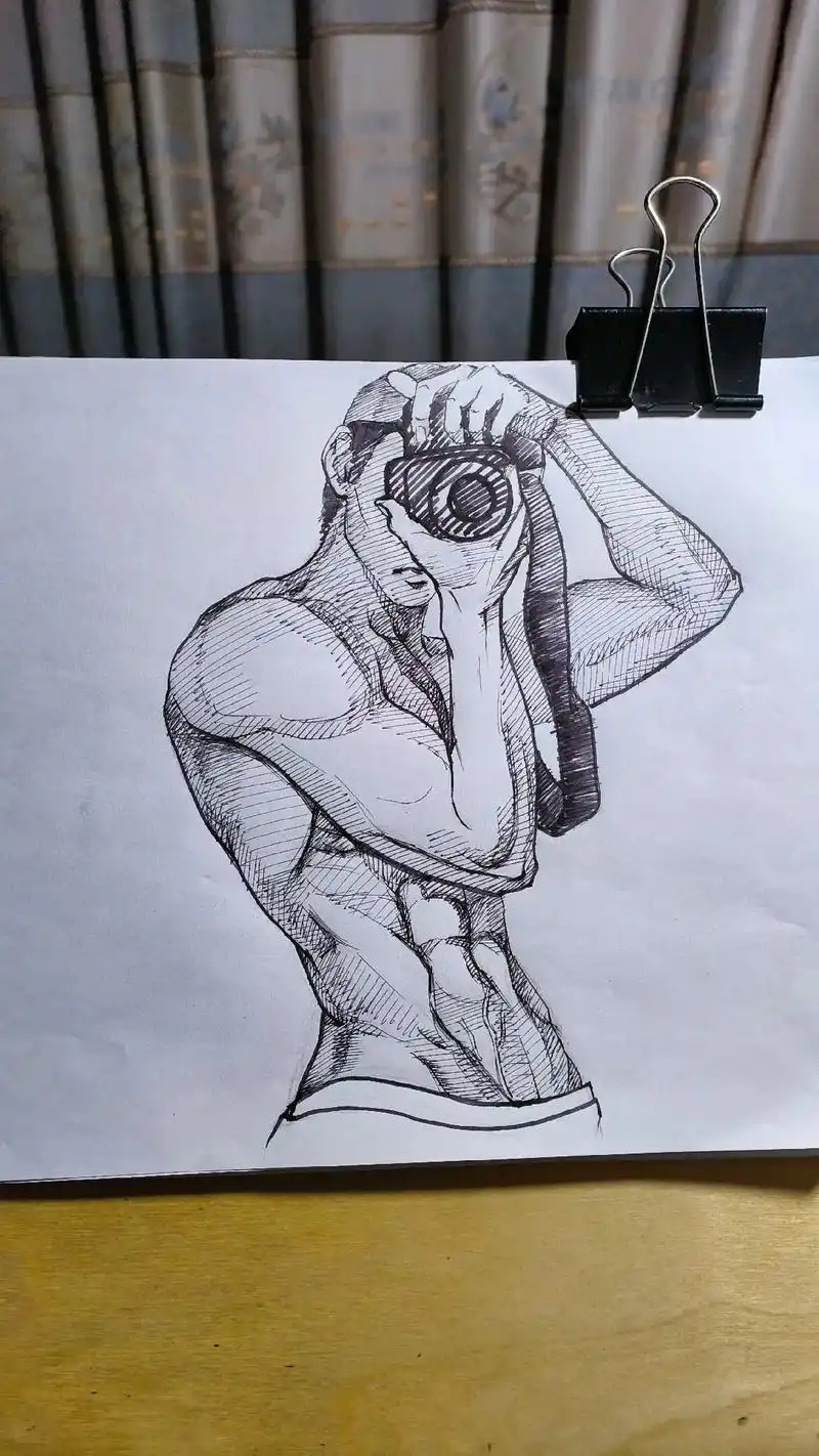 练习.#手绘 #线稿 #儿童画 #肌肉 手机请拿远 - 抖音