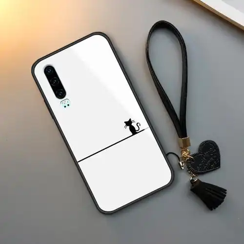 华为p30手机壳p30pro玻璃p40简笔画lite防摔p20软硅胶p20pro全包边p9