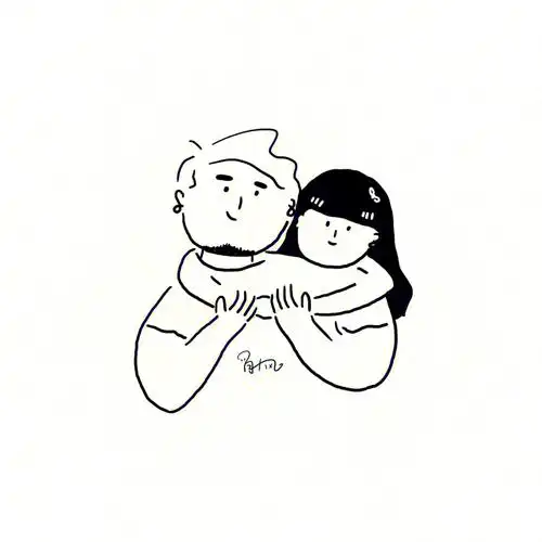 极简风全家福爸爸和女儿