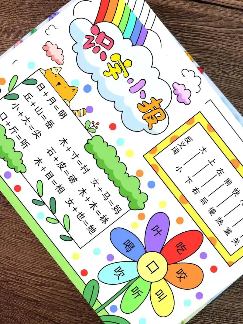 一二年级生字开花手抄报模板识字小报电子版.#小学生手抄报 # - 抖音