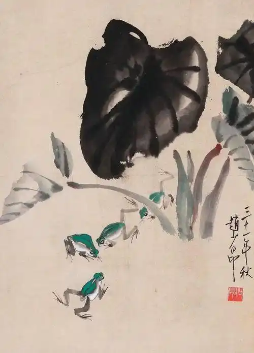 一组水墨青蛙生机灵动