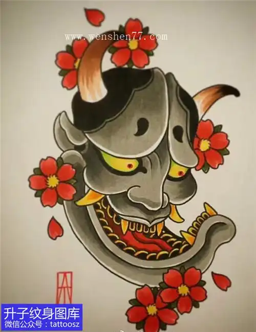 个性般若樱花纹身手稿图案大全