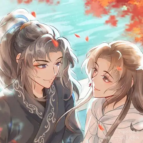 石泉碧漾漾 岩树红离离_将进酒沈兰舟萧策安日系平涂同人插画绘画作品