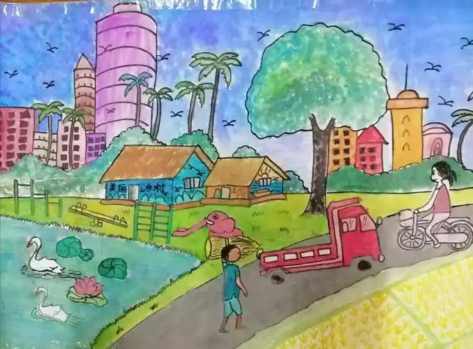 "寻找美丽乡村 共绘幸福新时代"我校巧手趣味社 创作社的孩子们在创作