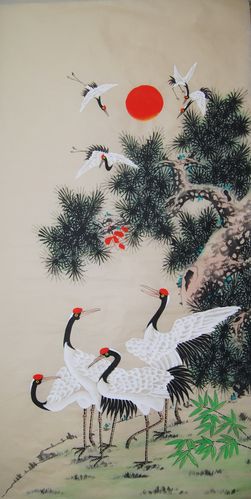 大雅玄关客厅延年松鹤字画仙鹤国画横竖四尺国画