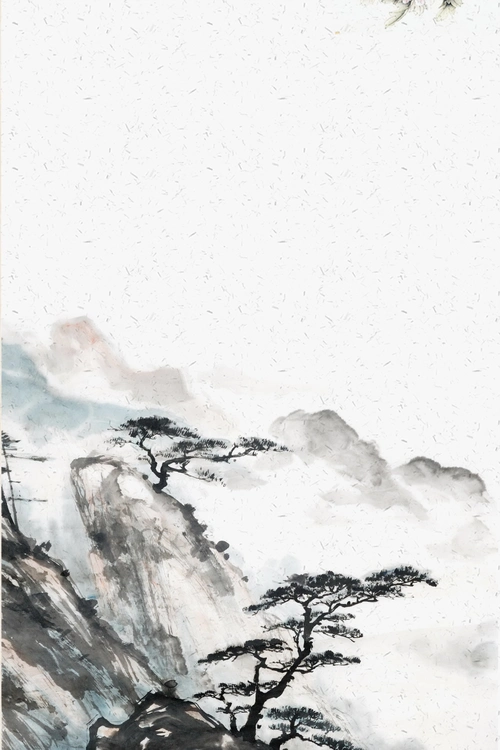 烟雨水墨风景山水图海报背景