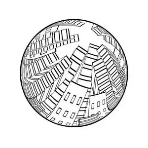 单色建筑.圆形设计.-插图照片