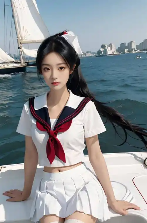 身穿白色海军jk套装的女子小姐姐身材完美,造型让人心动_镜头_穿着