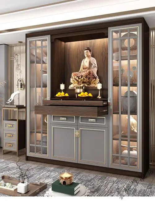 嘉妤 轻奢佛龛菩萨柜子神台新中式实木立柜供桌佛龛柜神龛供台神柜佛