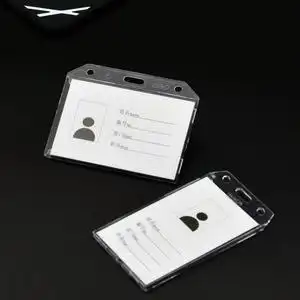 证件卡皮 水晶卡套 学生卡员工卡工号牌胸牌 机场塑料双钩胸卡夹卡壳