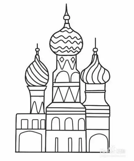 俄罗斯建筑简笔画阿拉伯宫殿简笔画俄罗斯圣彼得堡大教堂简笔画黄劲勇