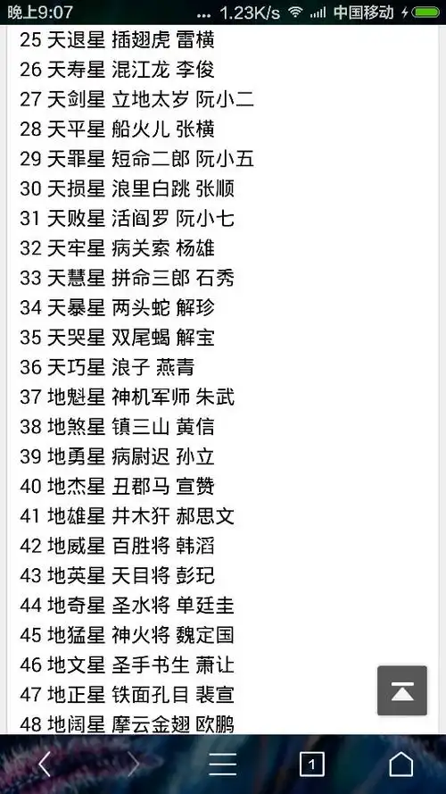 《水浒传》108位好汉的名字.