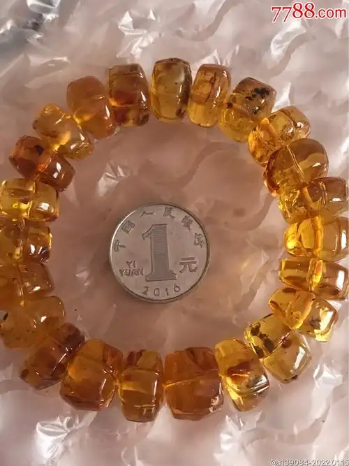 原矿蜜蜡琥珀金珀南瓜珠大手链34克包真