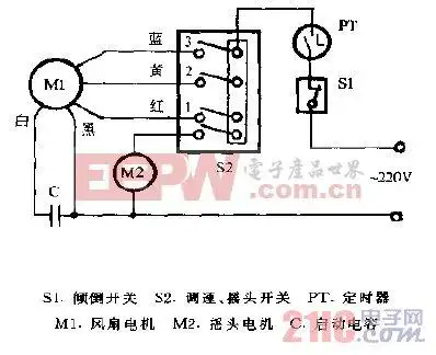 美的牌ef836t鸿运扇电路图