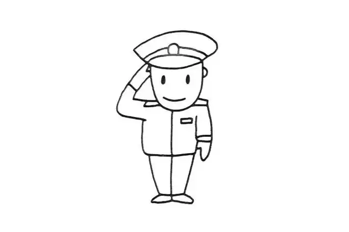 敬礼警察简笔画