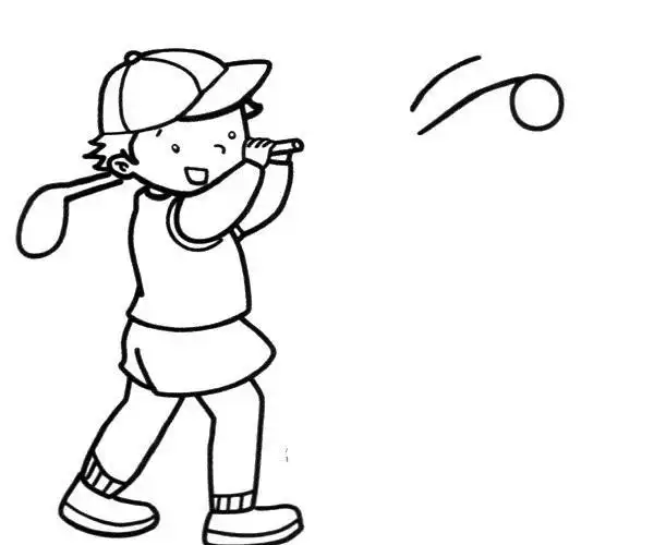 小男孩打高尔夫,图片,简笔画-学笔画