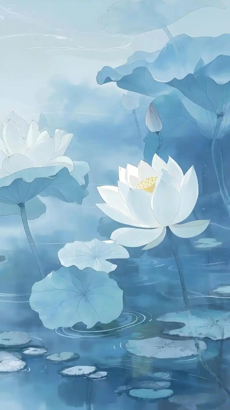 幽蓝莲韵|壁纸|背景图.#莲花禅意唯美图片 #荷韵 #唯美