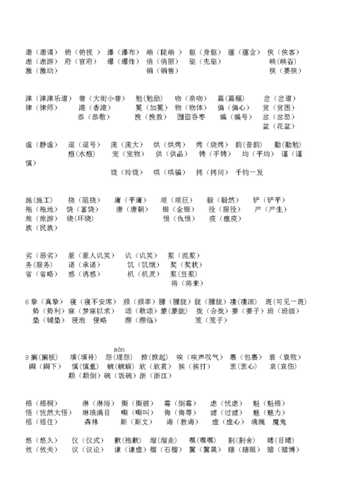人教六级生字组词.doc