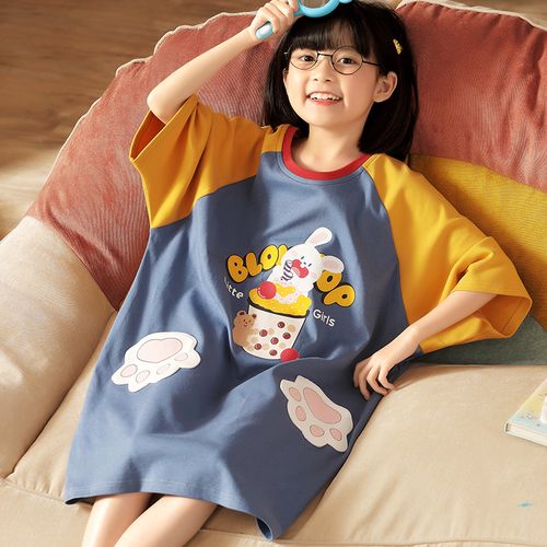 女童睡衣可爱日系小孩纯棉长袖套装大红色家居服小学生女孩儿童装