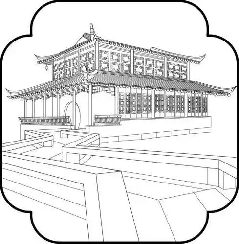 拙政园简笔画手绘