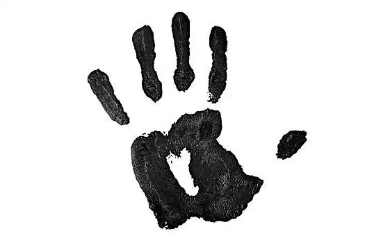 一个,黑色,手印,白色背景