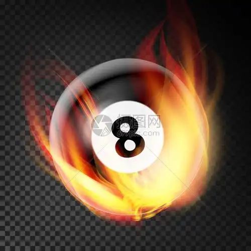 燃烧的黑八台球矢量设计元素