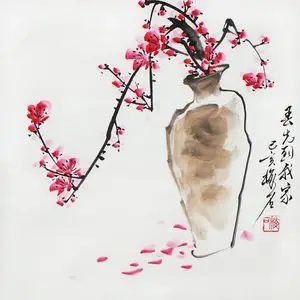 原创小写意国画瓶梅花挂画斗方小品字画手绘原稿新款名家书画真迹