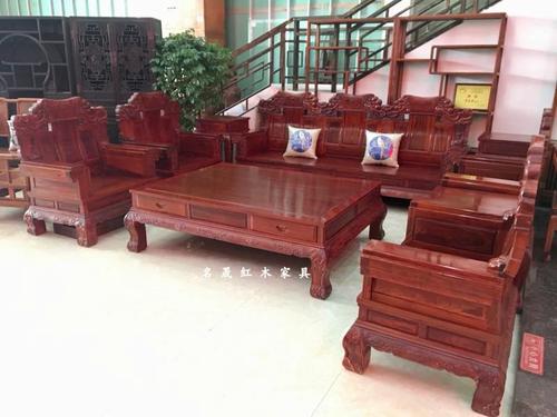 红木新款大象头沙发 非洲小叶红檀大奔沙发仿古家具大气组合沙发