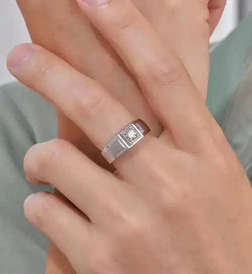 钻戒男戒天然砖石pt950铂金30分真钻石戒指男de极白si小瑕18k金15分