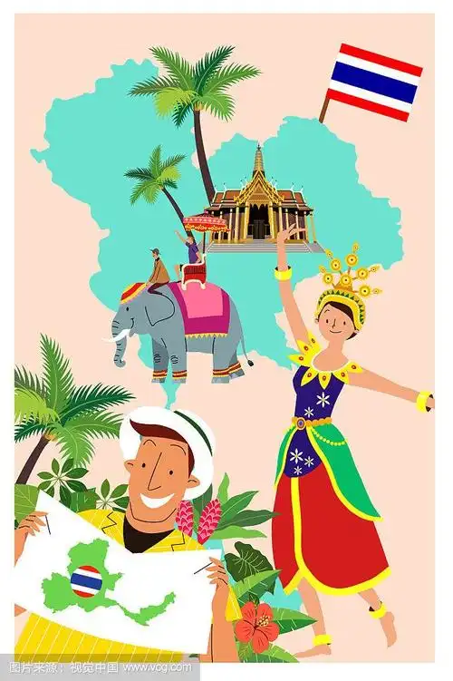 在东南亚旅行,矢量插图