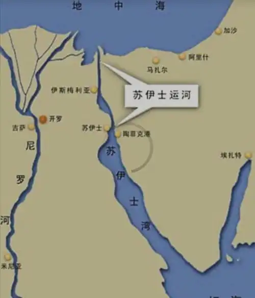 地图上的苏伊士运河.