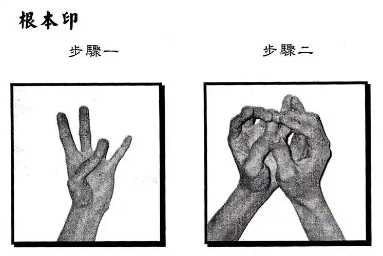 楞严咒六种手印:根本印,金刚拳印,金刚拳内缚印,金刚拳外缚印,大白伞