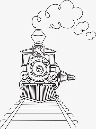 手绘火车线条轨道