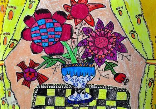 窗台的花/少儿绘画作品/儿童画/网络美术馆_中国少儿美术教育网