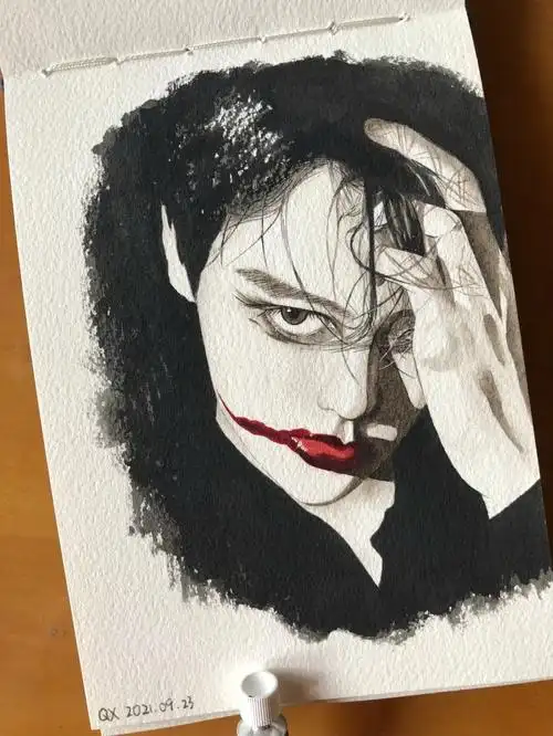 手绘水彩joker附过程