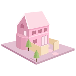 5d粉色小房子插画