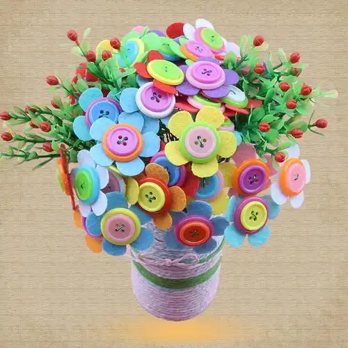 儿童diy纽扣花幼儿园手工制作玩具教师节送老师母亲节送妈妈礼物太阳