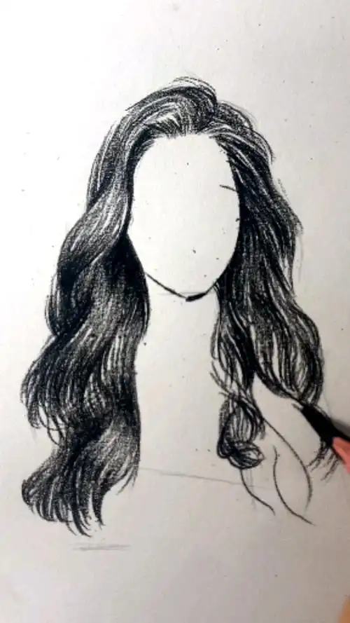 手绘#素描入门之人物头发卷发画法-女