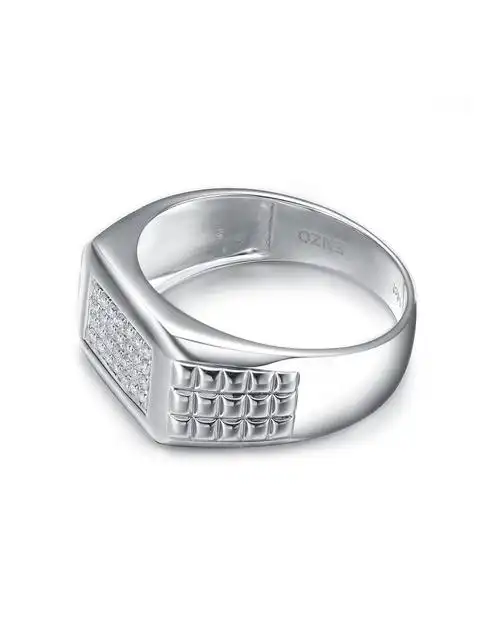 群镶系列 18k白金钻石戒指男款