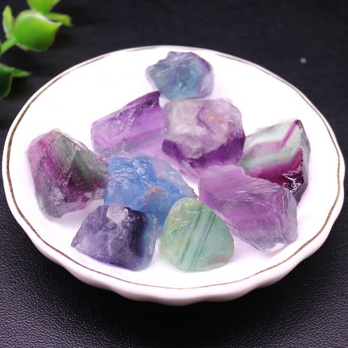 入古 萤石天然水晶摆件 宝石毛料紫扩香矿 原石彩色石蓝绿鱼缸粉白头