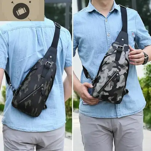 男包胸包男士单肩包斜挎包男款胸前包韩版潮斜肩跨包斜背包挎肩包艾狄