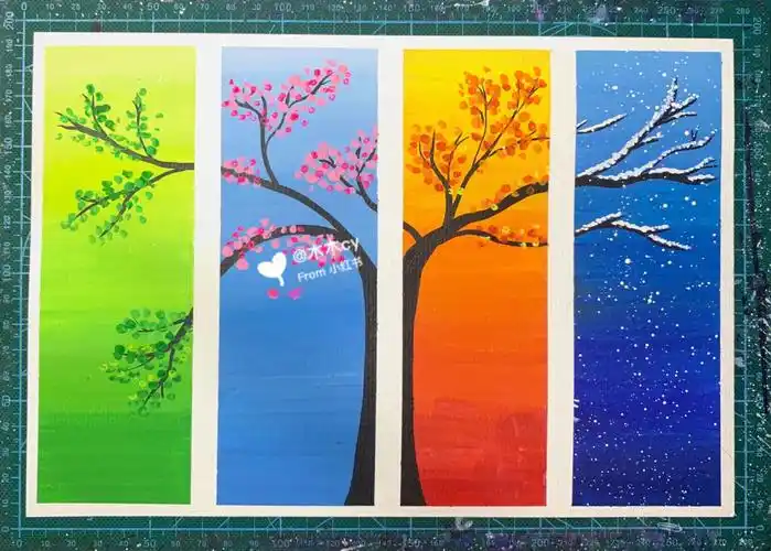 水粉风景春夏秋冬步骤