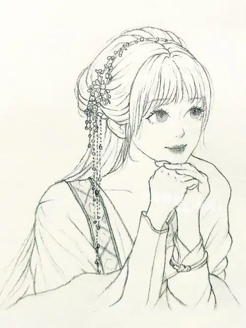 少女线稿  #画画的日常  #线稿  #古风线稿人像  #古风手绘  #宝藏